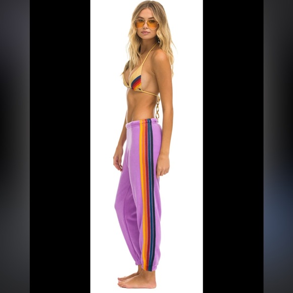 Aviator Nation 5 Stripe Jogger Sweatpants in Purple size XS, super comfy! - Picture 2 of 15
